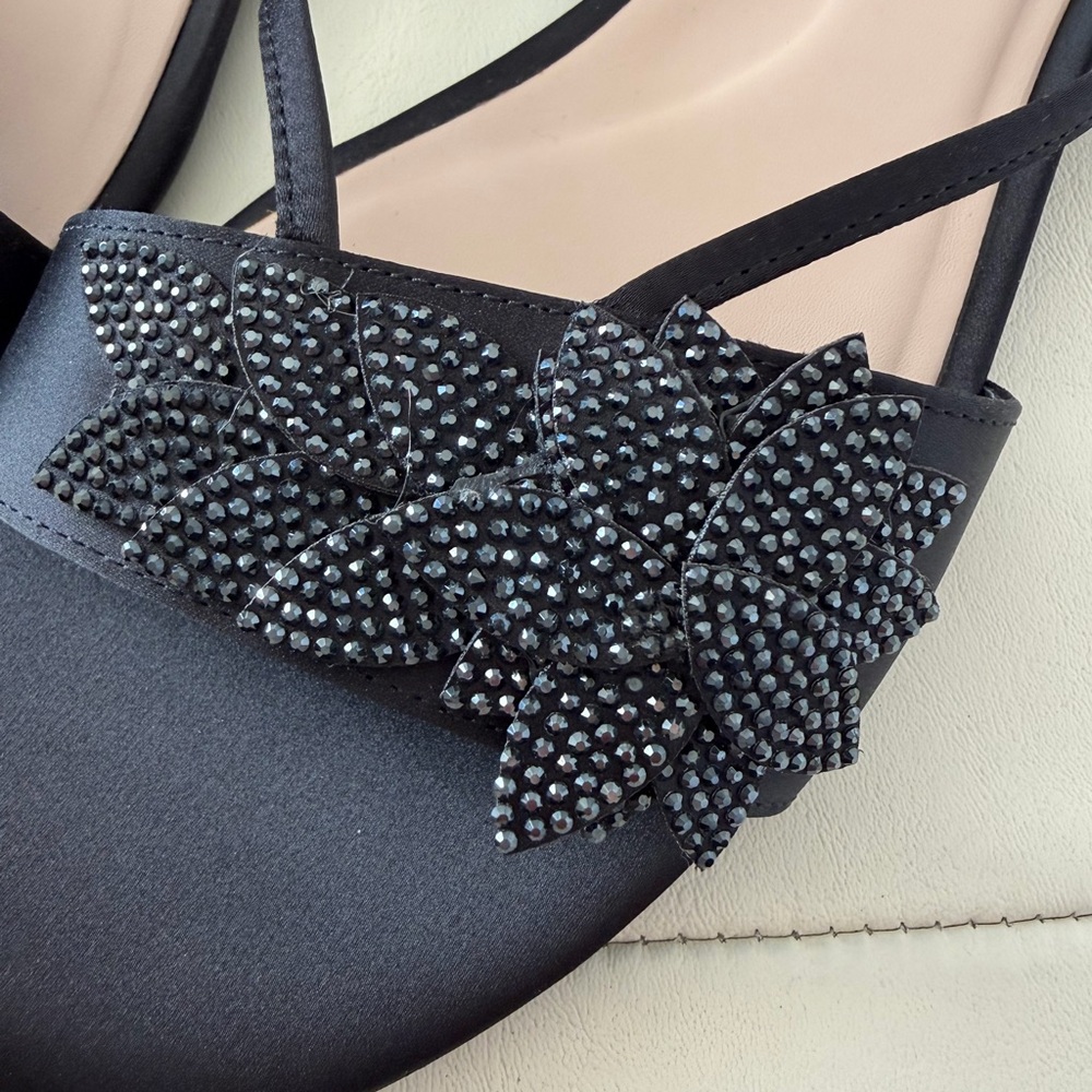ZARA Black Beaded Floral Slide Sandals